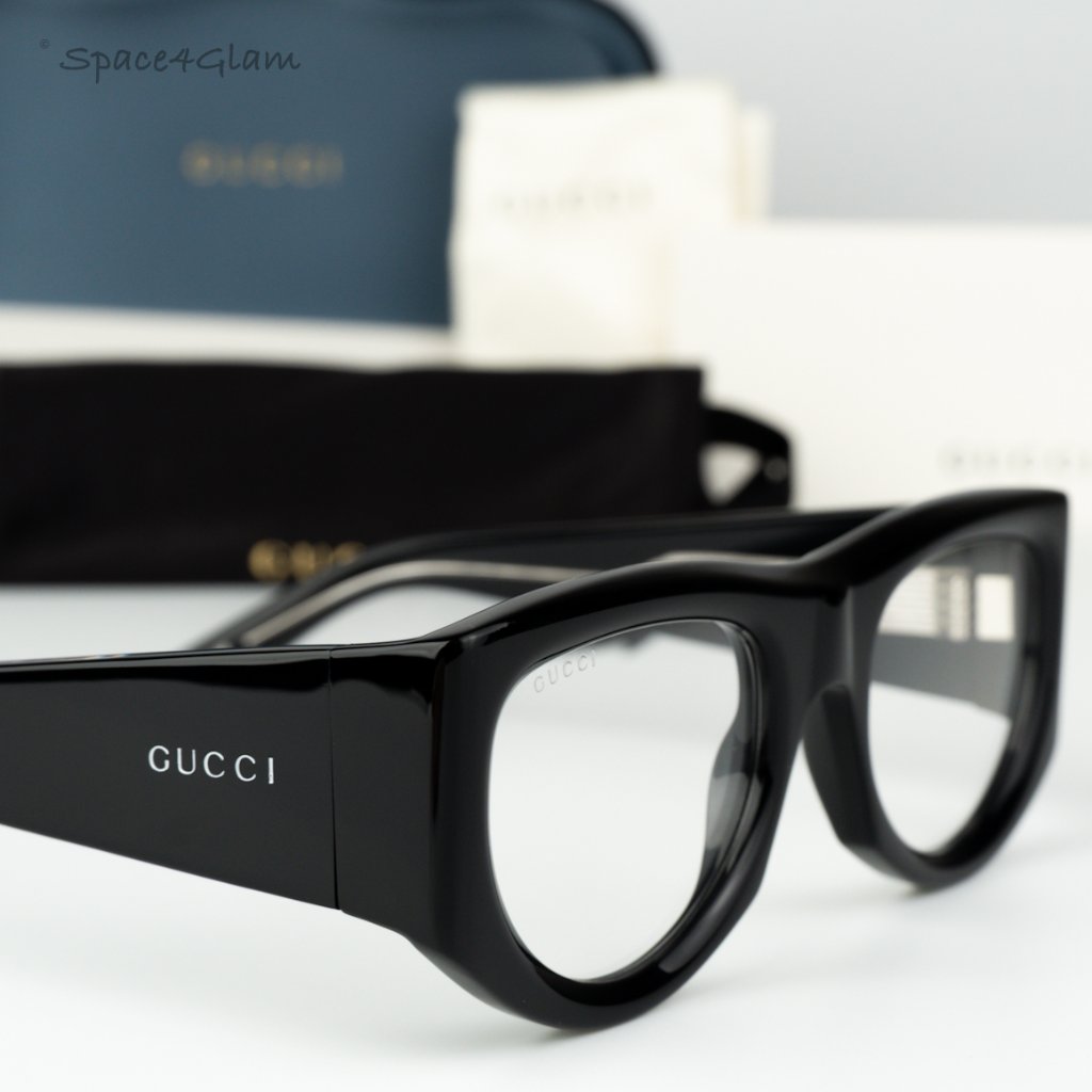 Gucci Women Sunglasses Black Transparent Rectangular Gg1917s 002 Brand New